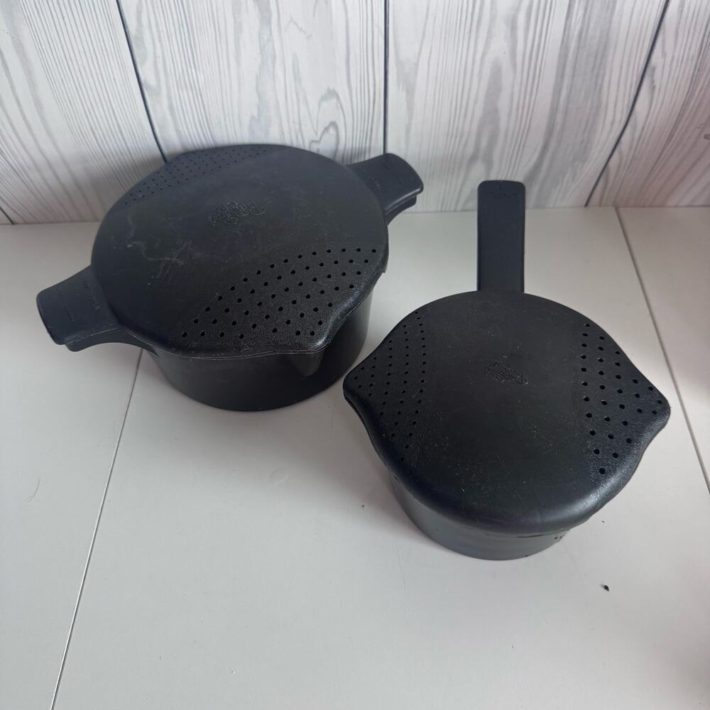 Pampered Chef Micro Steamer Rice Veggie Cooker 4 cup and 2 qt Black